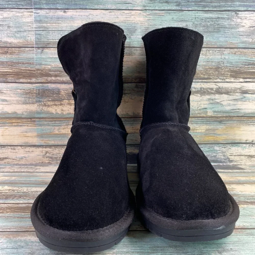 Serra Black Suede Ankle Boot Bootie Zip Faux Fur Leopard Print Casual Womens 7M